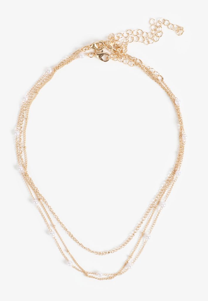 Gold Faux Pearl Layered Necklace - Image 2