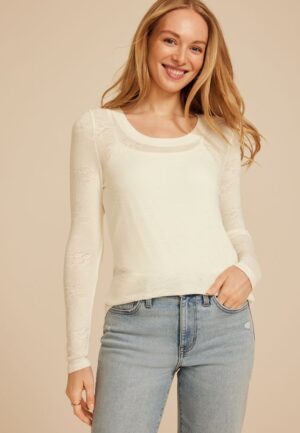 Floral Jacquard Mesh Top
