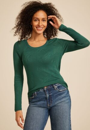 Floral Jacquard Mesh Top