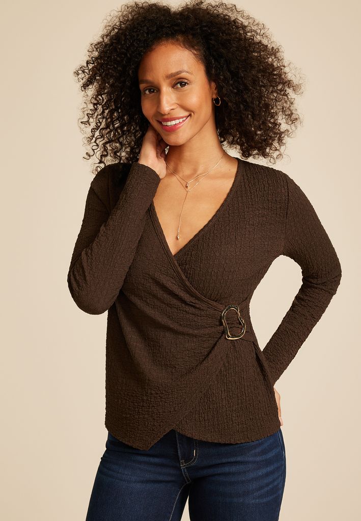 Studio Y Textured Wrap Top