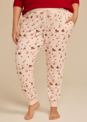 Plus Size Dog Heart Print Jogger Pajama Pants