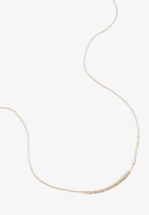 Everyday Layers Gold Rhinestone Curved Bar Necklace