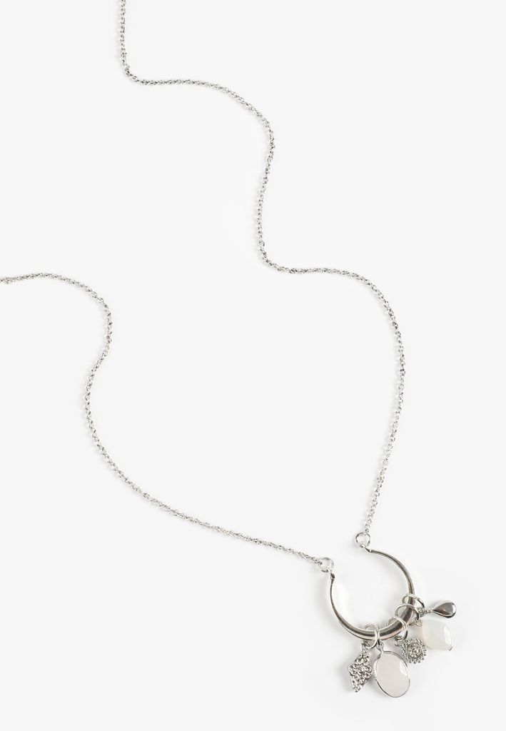 Silver Open Circle Cluster Necklace