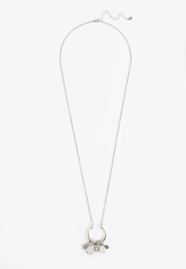 Silver Open Circle Cluster Necklace - Image 2