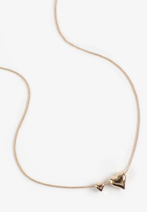 Gold Double Heart Charm Necklace