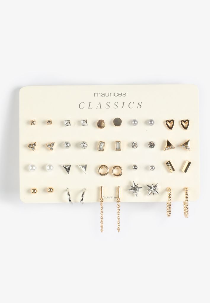 20 Pack Mixed Metals Earring Set