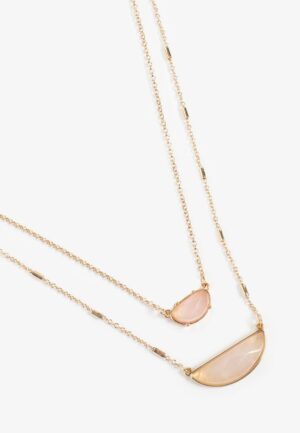 Pink Semi Precious Stone Layered Necklace