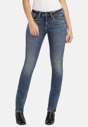 Silver Jeans Co.&reg; Dark Suki Curvy Mid Rise Luxe Stretch Straight Jean
